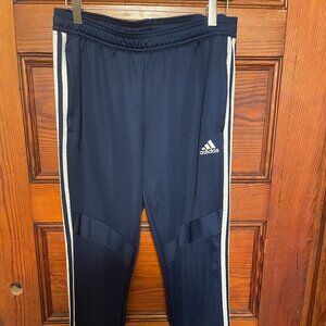 Adidas Clima Cool Pants Womens Medium Dark Blue 3 stripe Zip Leg Training Logo